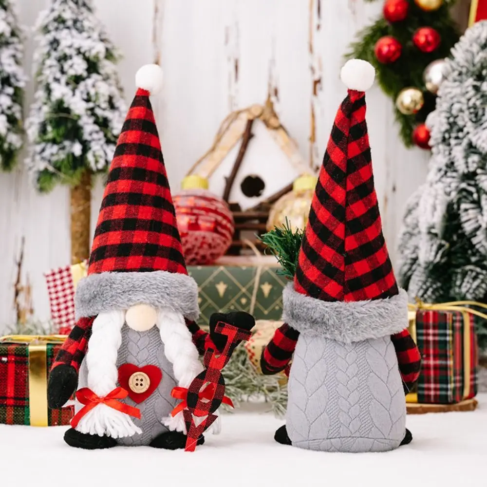 Gift Rudolf Gnome Plush Doll Long-Beard Elf Stuffed Doll Christmas Ornament Faceless Doll Xmas Decor