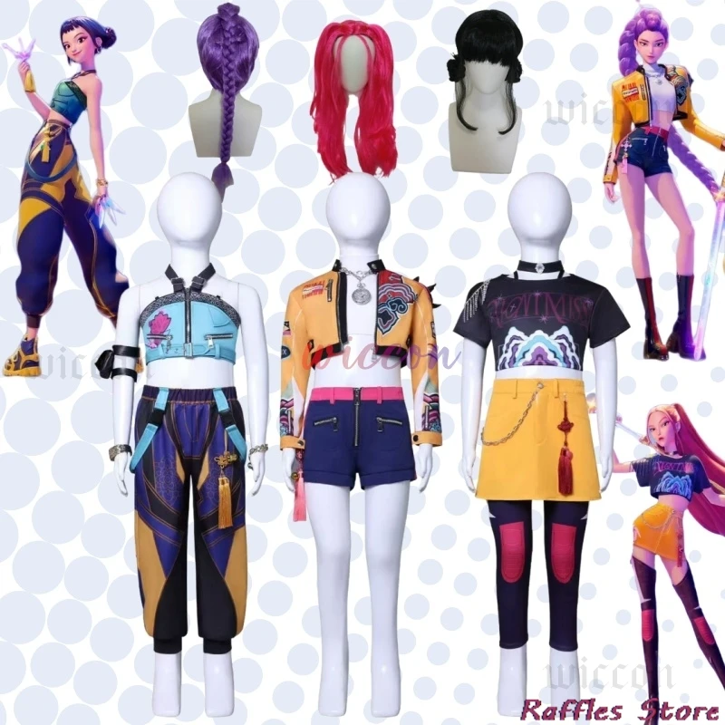 

Kids Halloween Costume Kpop Demon Hunter Cosplay Mira Rumi Zoey Cosplay Full Suit Kids Girls Style Kids Dance Cloth for Stage