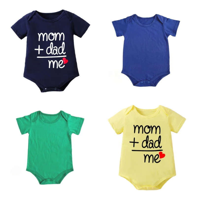 

0-24M Summer Thin Korean Letter Print Mom+Dad=Love Me Cotton Baby Rompers Boys Babies Soft Bodysuits Cute Girls Onesies