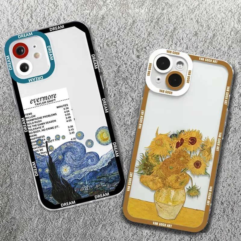 Great Art Van Gogh Oil Painting Phone Case For iPhone 16 15 Pro Max 14 13 12 11 Pro Max 7 8 14 15 Plus X XR XS Soft Clear Cover image 5