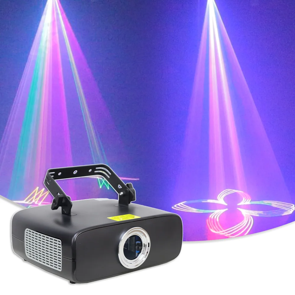 RGB 2W Full Color Animation Beam Stage Lighting Laser Projector 20Kpps Scan 300 Effects DMX512 Music Control Dj Disco Nightclub