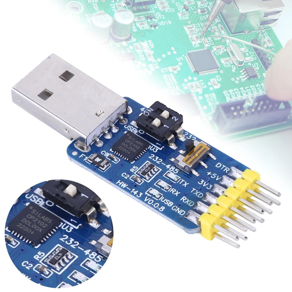 CP2102 6 في 1 USB-UART وحدة الاتصالات التسلسلية متعددة الوظائف USB-TTL/RS485/232 TTL-RS232/485 232 إلى 485 لاردوينو