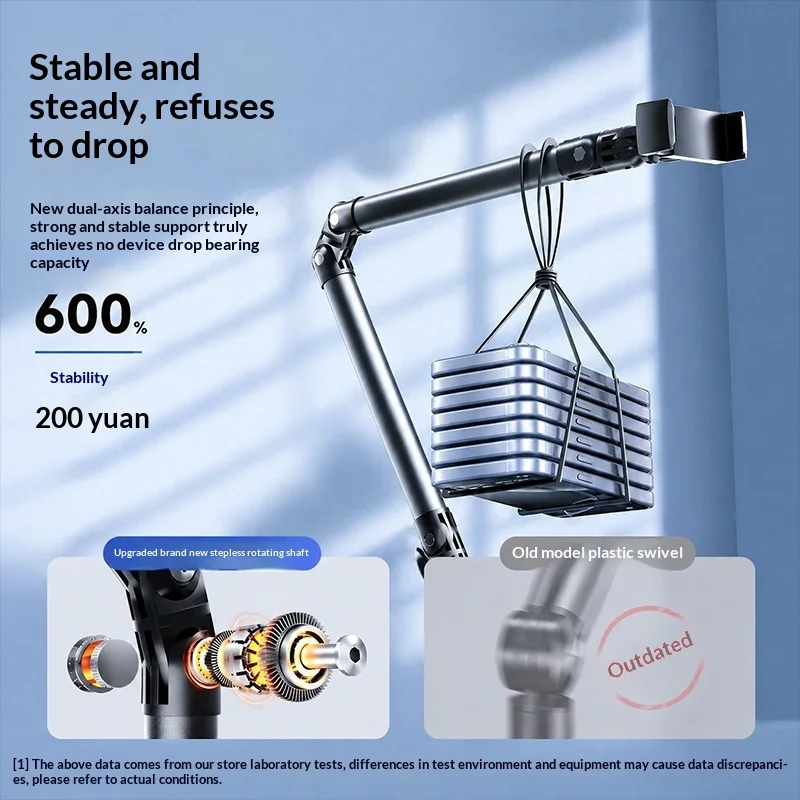 Mobile Floor Stand with Wheels – 3-Section Arm for Live Stream/Video, 360° Rotation, 119-165cm Adjustable