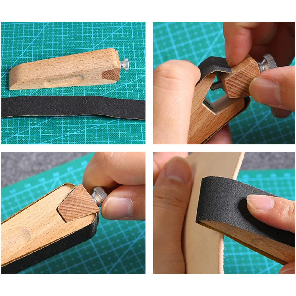 1pc Wooden Polishing Block with Sandpaper, Multifunctional Leather Craft Tool Edge Sealing & Polishing Wooden Sandpaper Fixture image 6