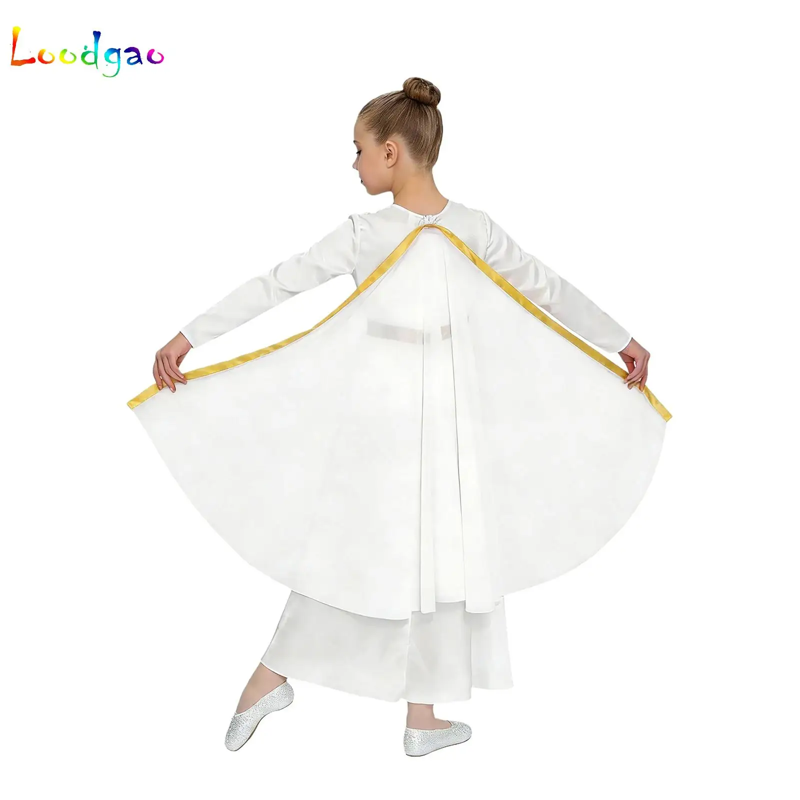 Kids Girls Greek Goddesses Costumes Dress Long Sleeve Detachable Cape Dress for Athena Carnival Masquerade Princess Angel Outfit