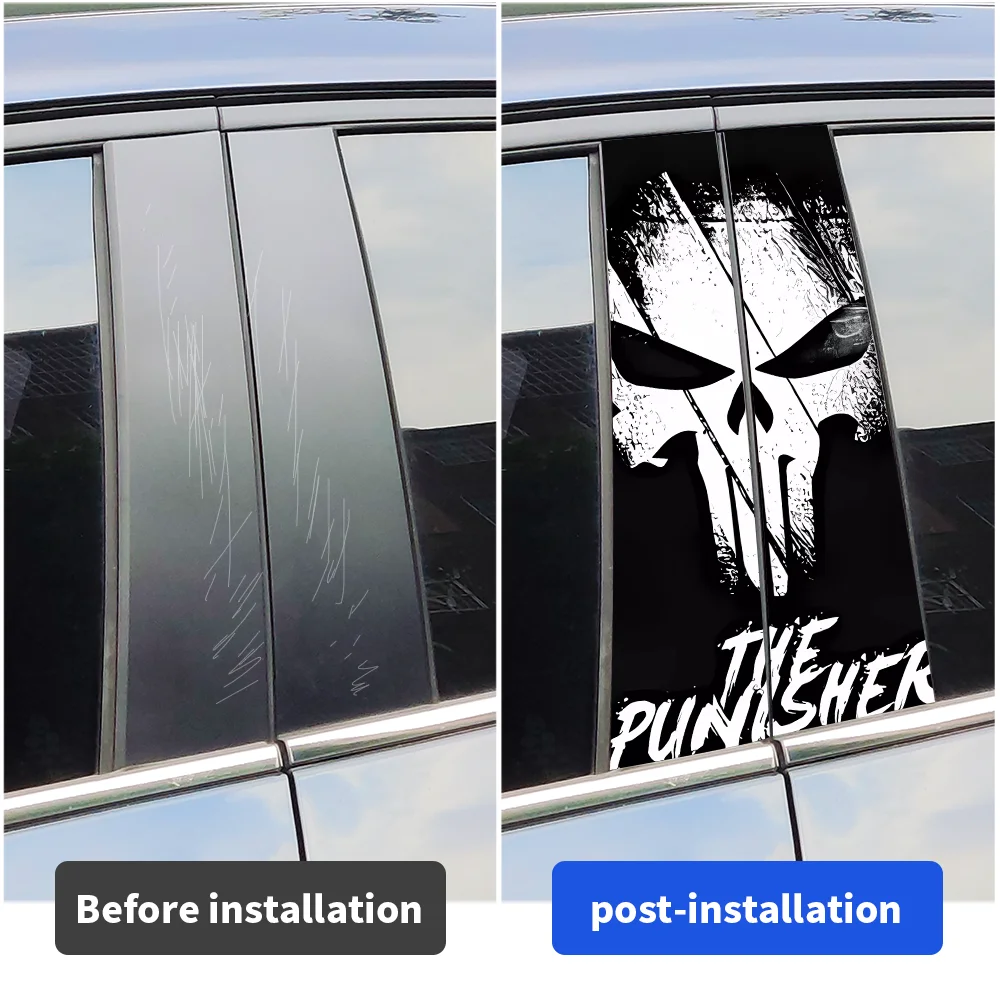 Punisher Car Stickers Auto B Pillar Waterproof Funny Decor Cover Scratches Sunscreen Car Doors Pillar Vinyl Decals Accessories