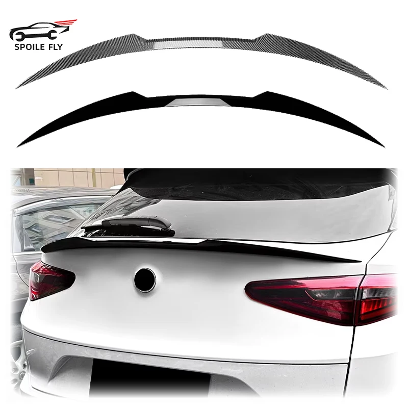

2017 To Up For Alfa Romeo Giulia Stelvio Rear Mid Spoiler Middle Wing Lip Tail Tailgate Splitter High Quality ABS Body Kit