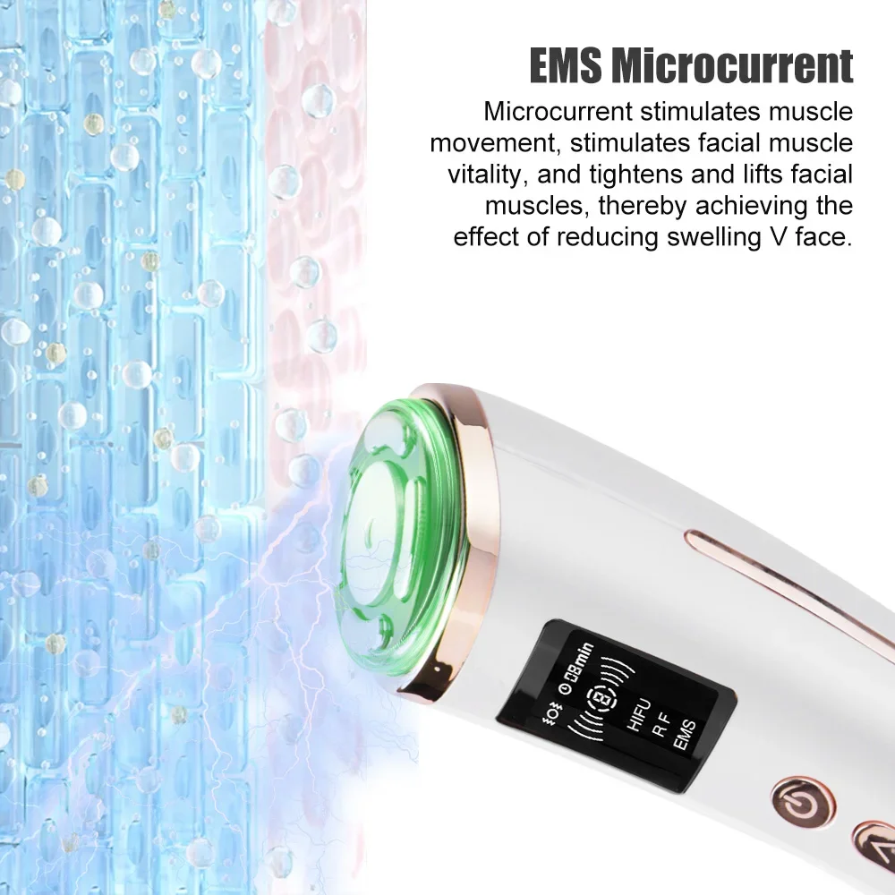 RF Radio Frequency Hifu Ultrasonic Machine EMS Micro Current Facial Beauty Device Firming Skin Tightening Anti-age Face Massager