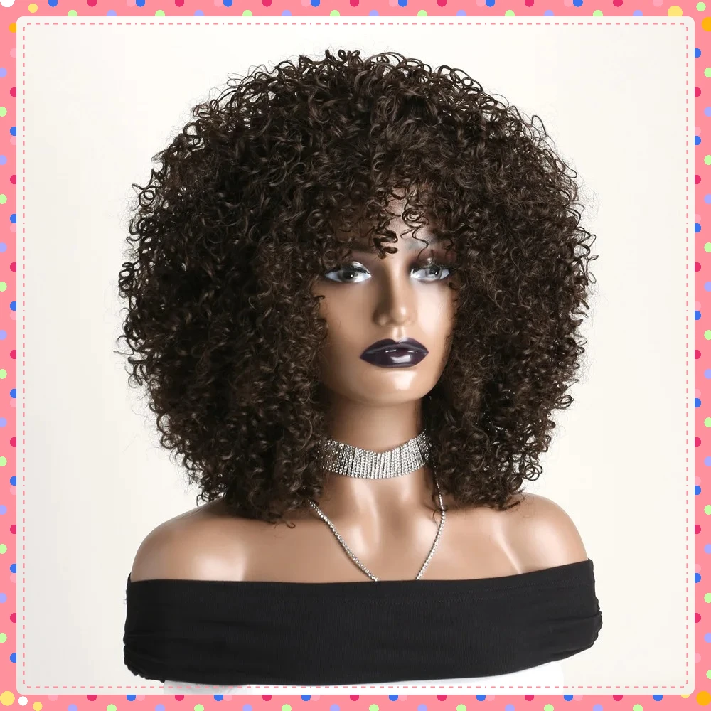 

Synthetic Curly Afro Puff Short Fluffy Wig Heat Resistant Fiber Cosplay Daily Party Costume Hairpiece for Women Fashion Style