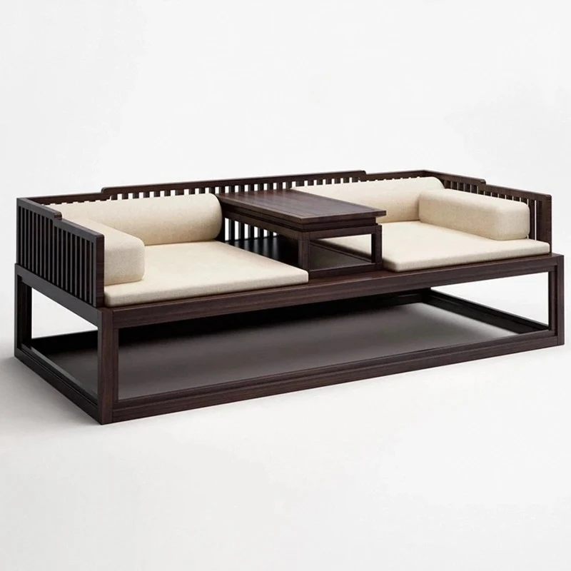 

New Chinese Arhat Bed Solid Wood Sofa Pulling Double Tea Room Tea Table Living Room Zen Push-pull