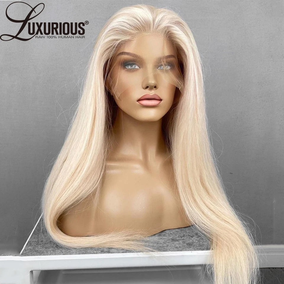 

30 Inch 13x4 13x6 HD Transparent 613 Honey Blonde Lace Frontal Human Hair Wigs Straight long Lace Wigs For Women 150% Density