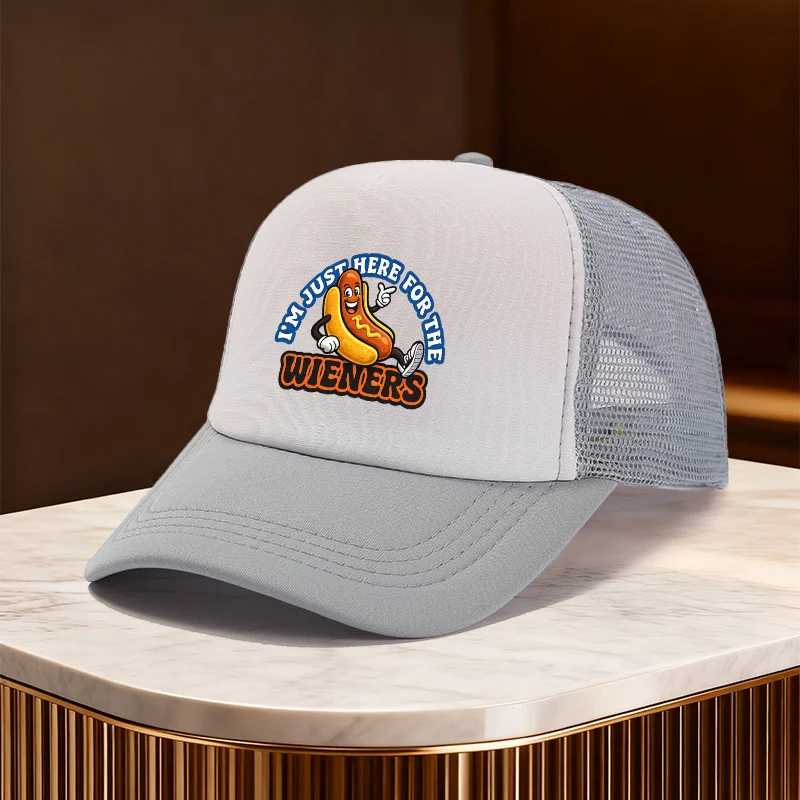 Funny Hot Dog Slogan Trucker Hat Breathable Mesh Baseball Cap Unisex Adjustable Snapback