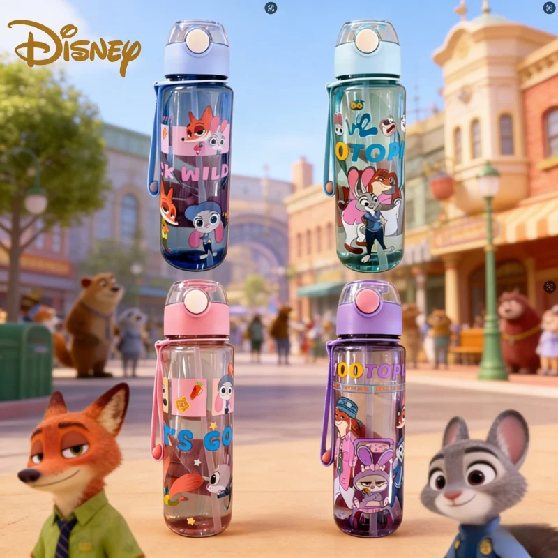 Disney Zootopia dubbelwandige geïsoleerde schattige waterfles - Judy Hopps Rabbit & Nick Wilde Fox Design 700 ml buiten lekvrij
