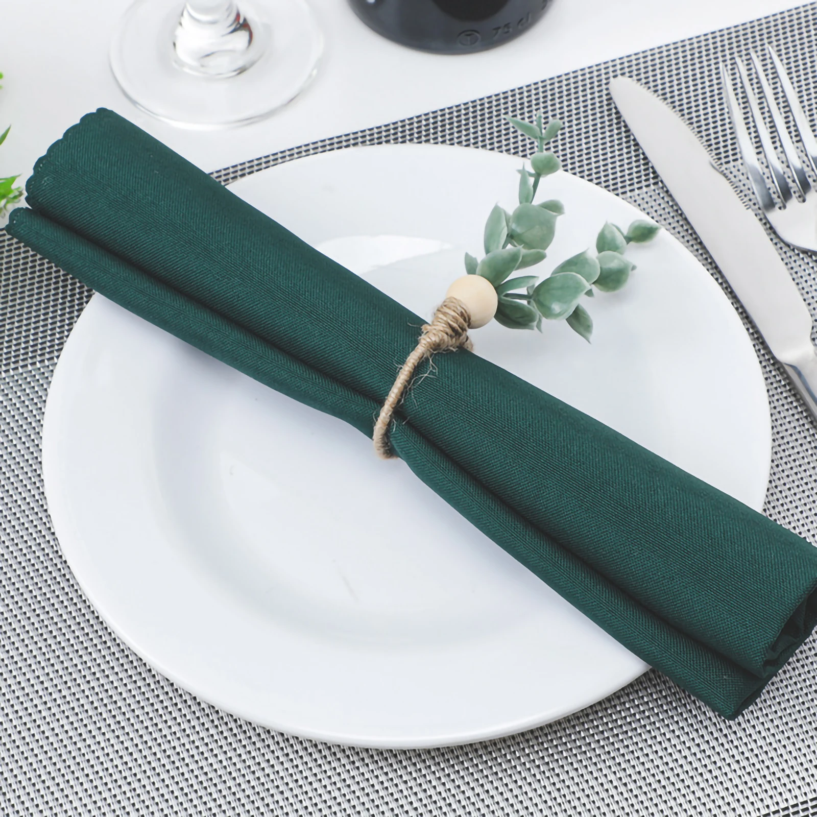 

4 pcs Decorative Napkin Rings Elegant Plant Modeling Buckle Wood Plastic Jute Suitable Home Restaurant Table Decoration