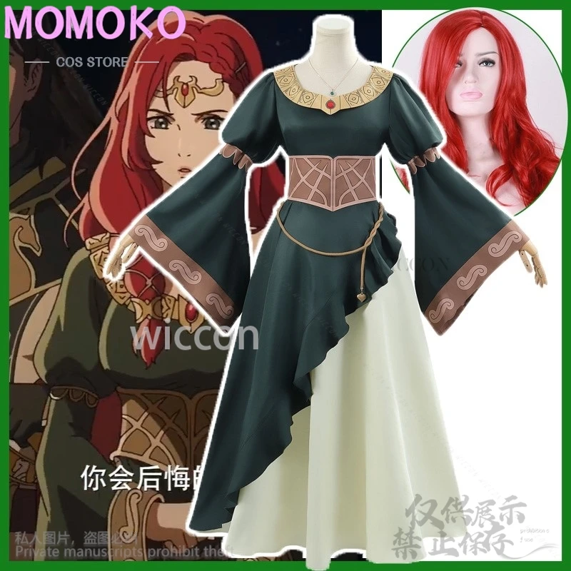 Costume de Cosplay du Film Anime Rohirrim, Robe Verte Hera, Perruques Rouges Lolita pour Femme, Bol, Halloween, Noël, Personnalisé
