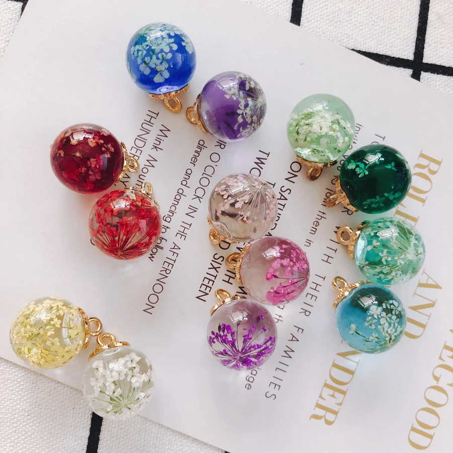 

4 pieces / lot transparent glass beads embedded immortal flower pendant handmade jewelry earrings pendant accessories wholesale