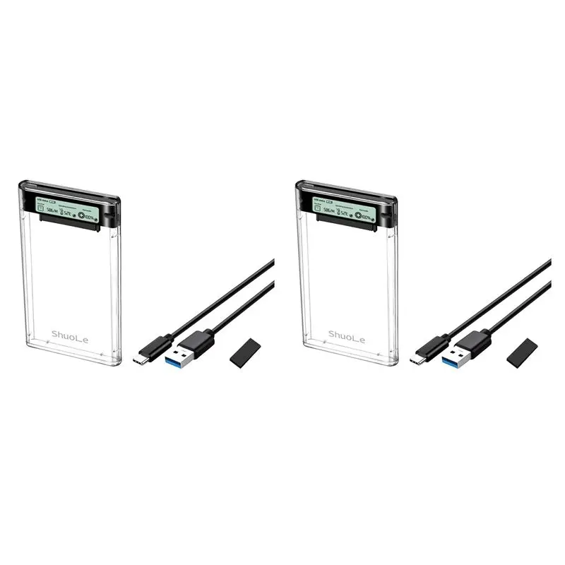 2X Shuole USB3.2 External HDD Case 5Gbps 2.5 Inch Hard Disk Case Type-C SSD Enclosure SATA HDD SSD Storage Case