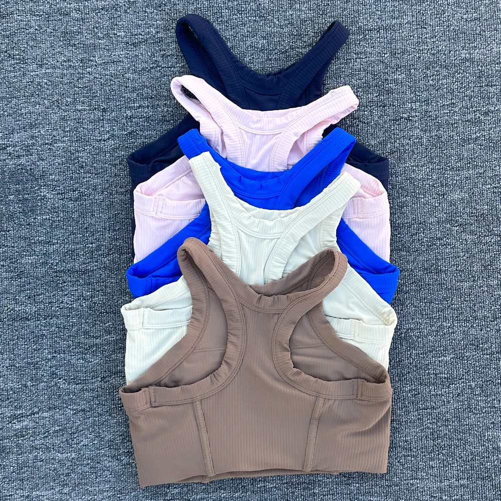Women Yoga Bra Tank Tops for Fitness Naked Feel Sport Ribbed Bra Gym Vest Women Camisole Workout Underwear Sportswear Outfit