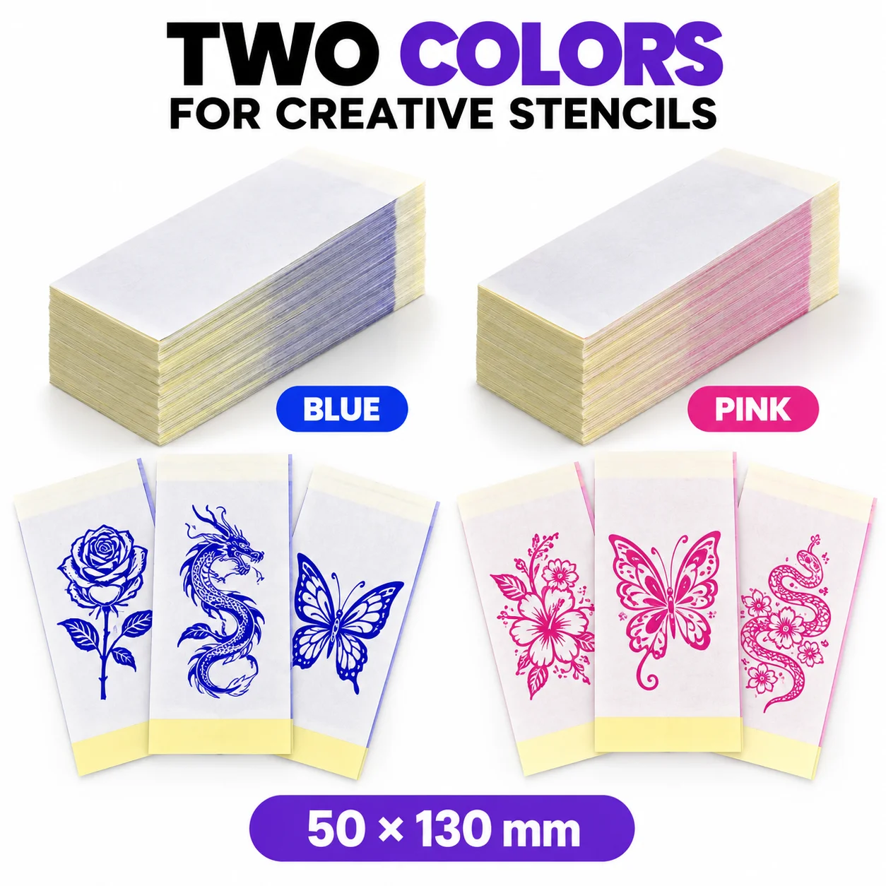 C50 Tattoo Transfer Paper, Mini Stencil Paper for 2 Inch Portable Tattoo Printers, Vibrant Colors for Custom Tattoo Designs