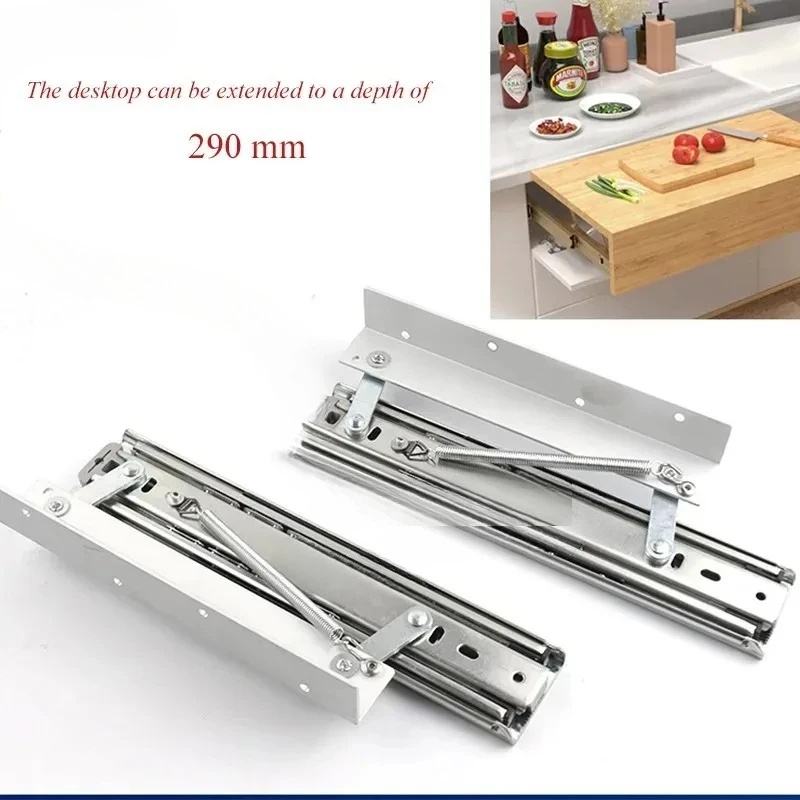 Heavy Pull Out Up Slide Rail Supporting Bracket Furn-iture Table Conceal Folding Leaf Extension Slide Rail