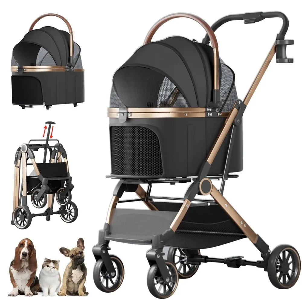 

Pet Stroller for Small Medium Dogs Cats Up to 45 lbs Folding Dog Stroller with Detachable Breathable Carrier Suitable for Car Se