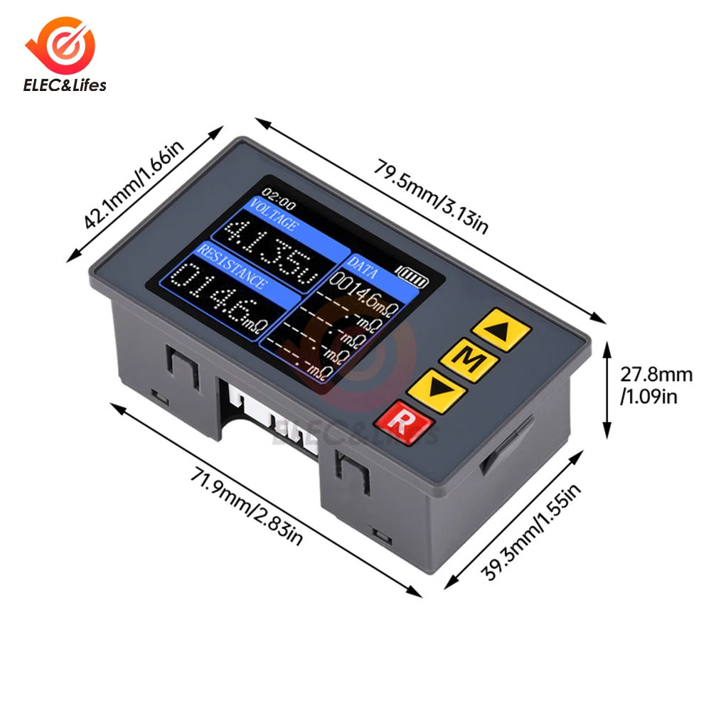 TS457 DC5V Voltage Internal Resistance Tester Detector AC 4-Wires Adjustable Voltmeter Battery Analyzer Tool With Kelvin Clip