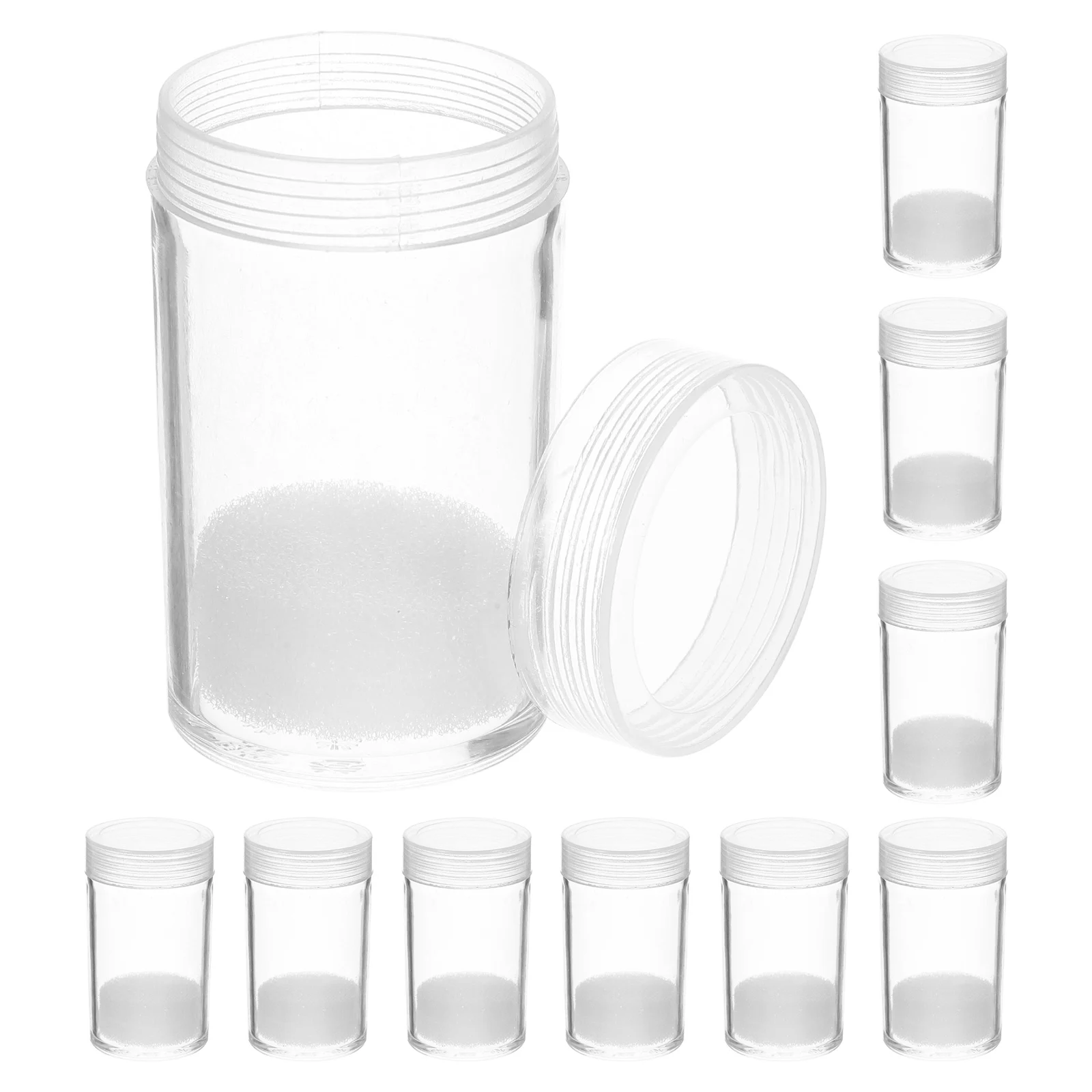 

10pcs Coin Storage Bucket Airtight Plastic Round Holders Tubes for Quarters Collection Supplies Mini Stationery Buckets