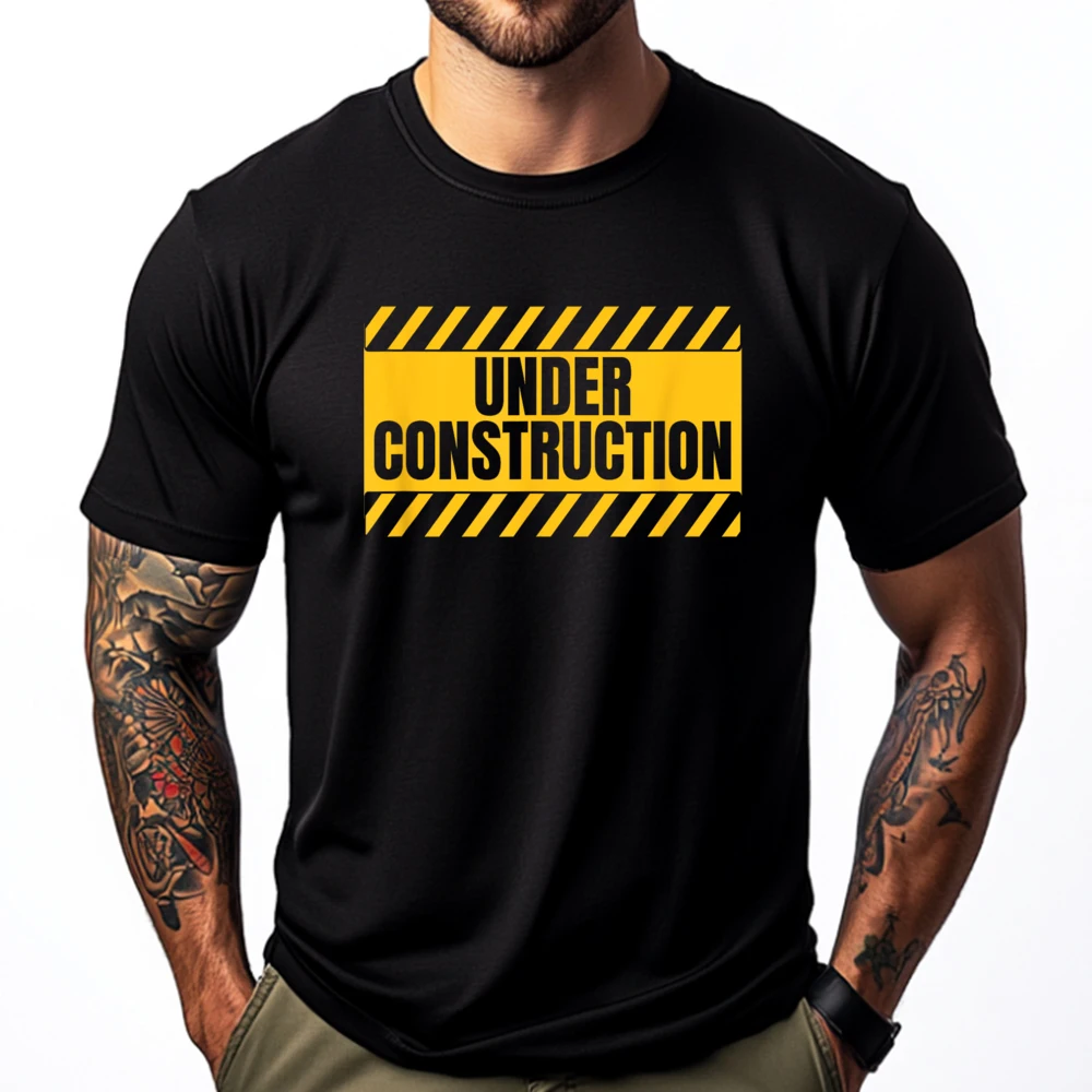 

Under Construction Funny Saying Red And Black Graphic T Shirt Clothes