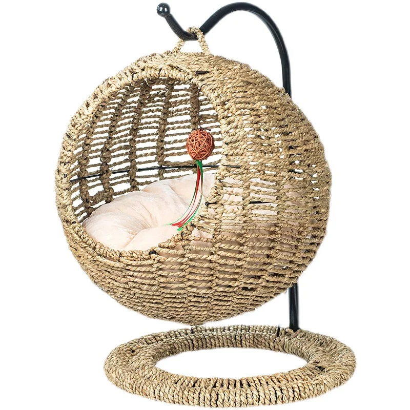 

Round summer cat house nest semi-closed opening universal all-season washable pet bed house hanging basket