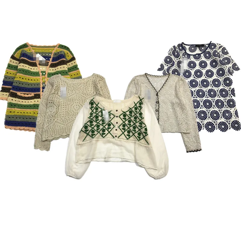 

Винтажный двухслойный ажурный однотонный роскошный свитер из смешанного волокна ручной вязки для женщин, лето 2024, другой материал