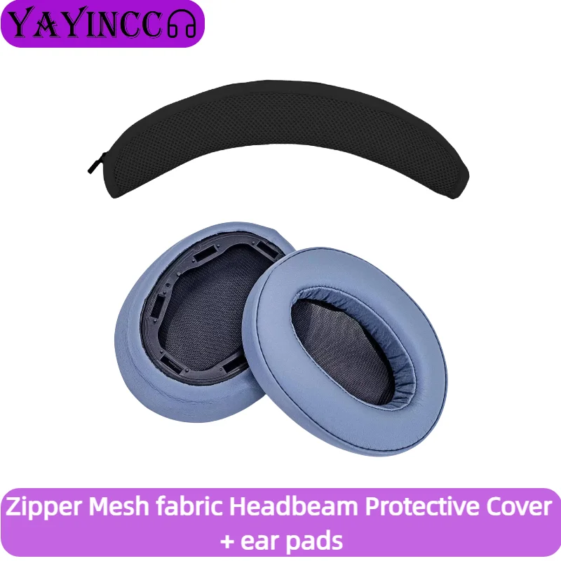 

Replacement Leather Earpads With buckle zipper Knitted fabric head beam protective cover Combo for Sony WH-H910N headset ，