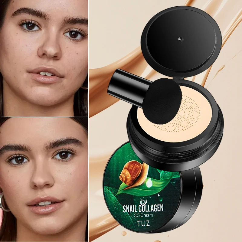 Snail Collagen CC Cream, Waterproof, Long-Lasting, Mushroom Head Air Cushion BB Cream, Face Concealer, Moisturizing Foundation C