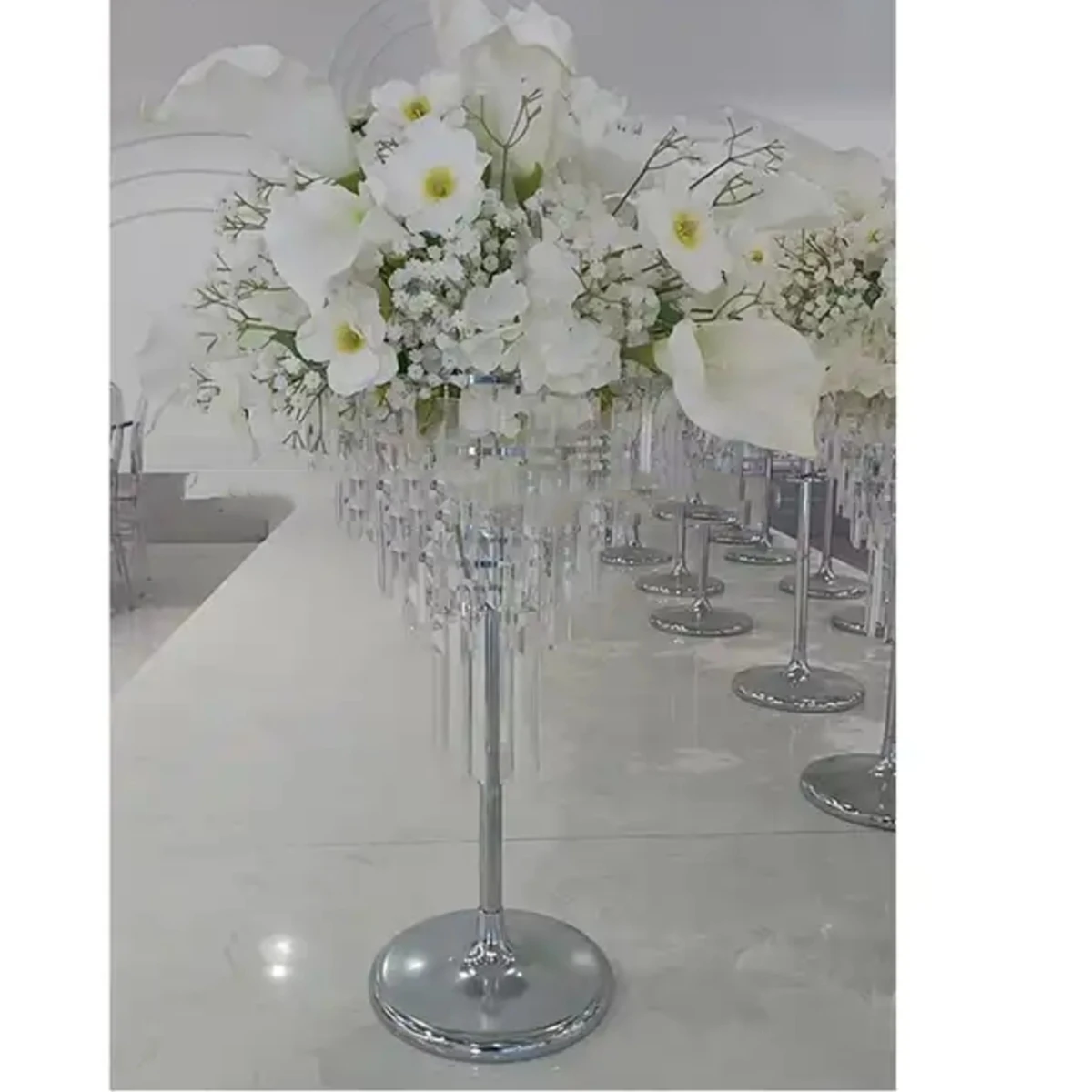 

4pcs/12pcs 60cm/120cm) Event Table Decoration Gold Silver Candle Holder Metal Flower Stand Centerpiece for Wedding Table