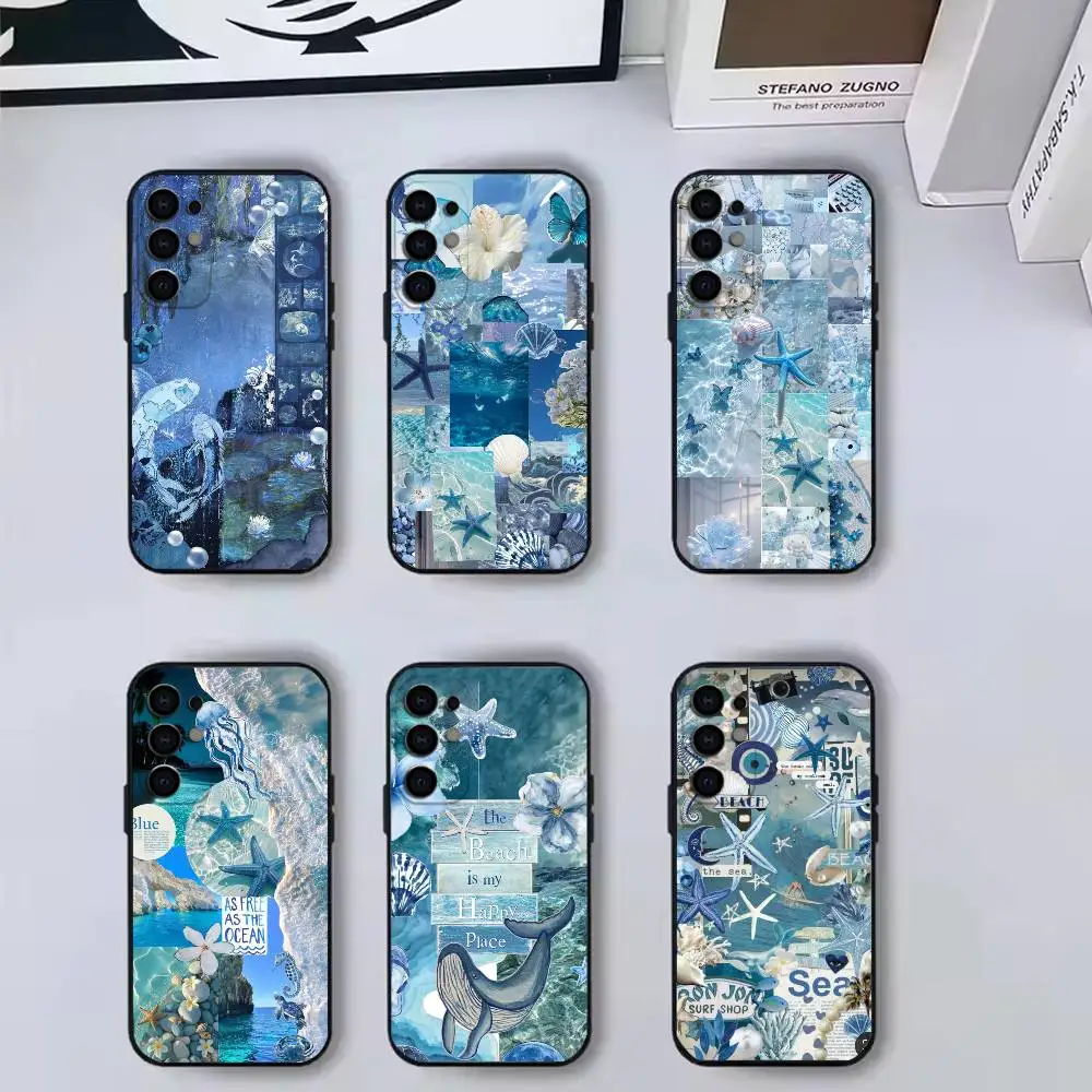 

Coastal Ocean Creative Pattern Phone Case For Samsung S25,S24,S21,S22,S23,S30,Ultra,S20,Plus,Fe,Lite,Note,10,Black Cover