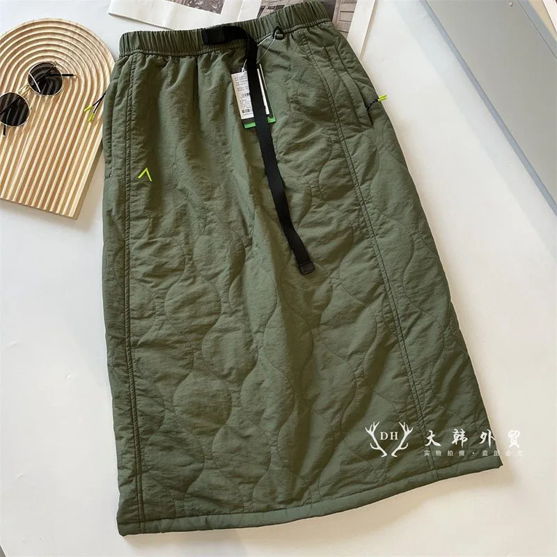 Spring Autumn Winter New Fashion Half Length Skirt for Women Outdoor Warm Cold Proof Skirt Versatile Green Black A-line Skirt