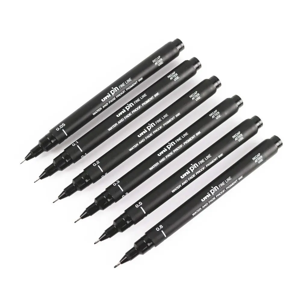 6 teile/los ultra feine Linie Pin Zeichenstift schwarze Tinte Pigment Fin eliner 005 01 02 03 05 08 Mikron Büro Schule Set Kunst Marker