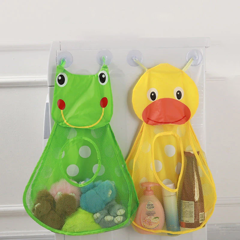 Baby Bath Play Toy Storage Bag Children Bathroom Powerful Suction Cup Storage Hanging Bag Portable Organizer Mesh Bag