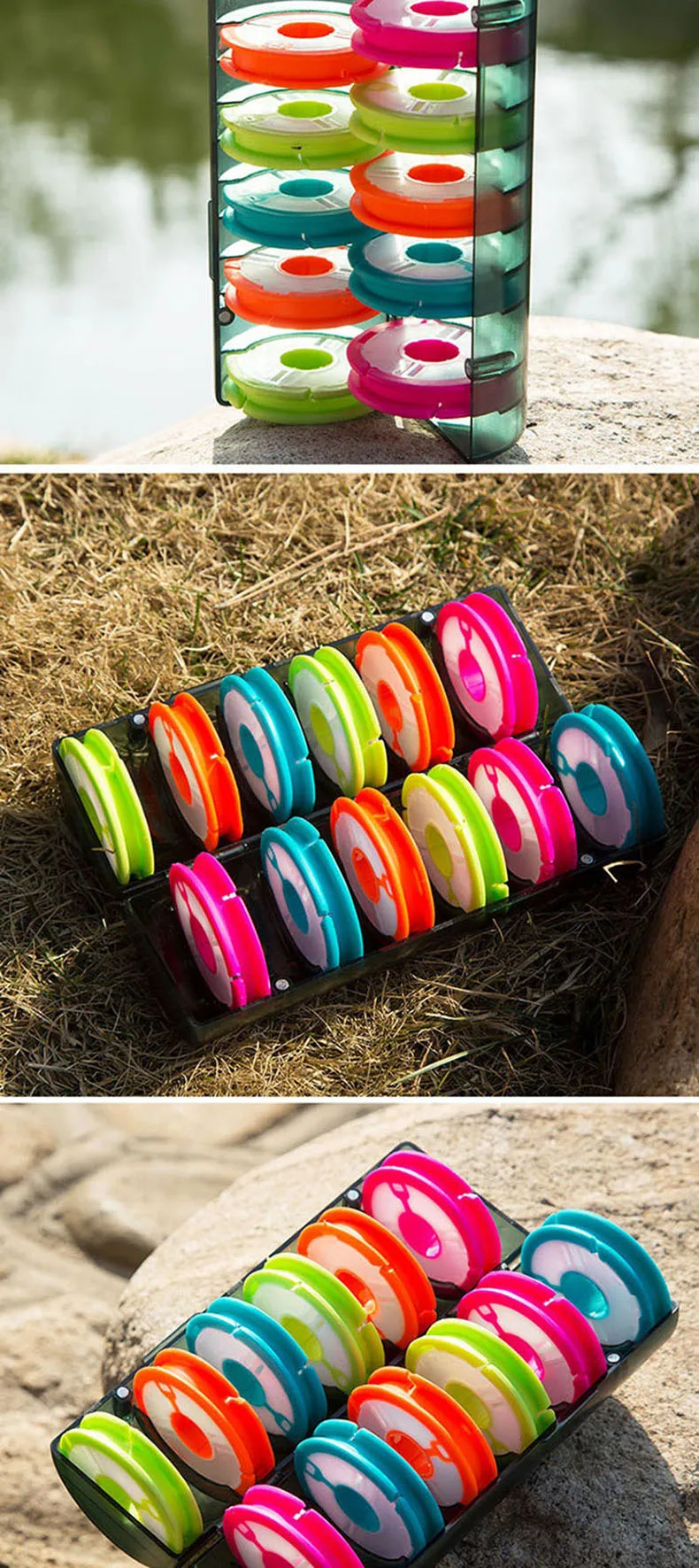 Regenbogen Angeln Hauptschnur Box Winding Board 4-16 Achsen Silikon Spule Tackle Box Tragbare Angeln Zubehör Werkzeug Liefert – Detail 13