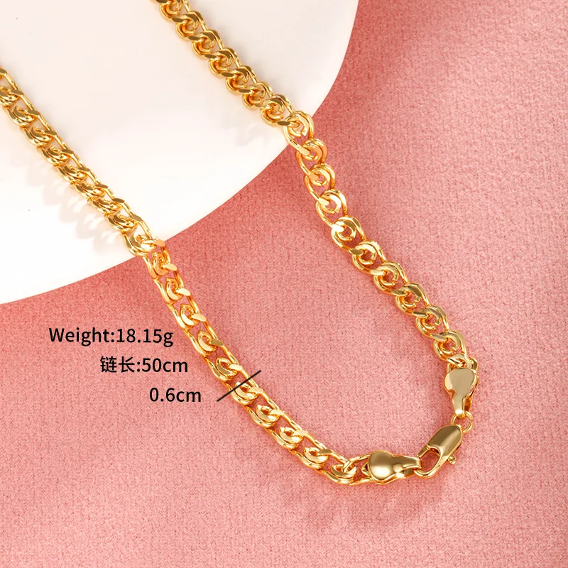 

Luxury 24K 9999 Pure Gold real gold Fashion women boss necklace
