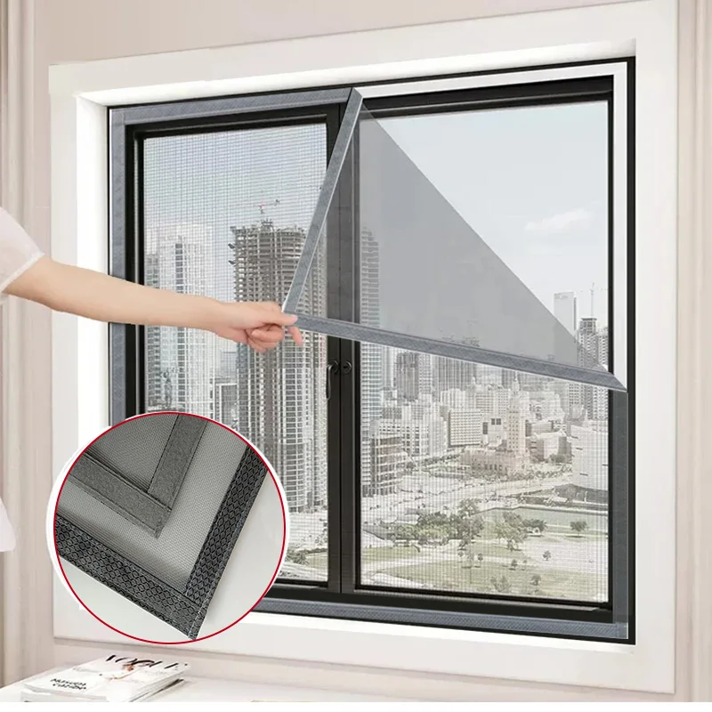 

Newly upgraded gray diamond grid edging，Mosquito Nets for Window,anti-mosquito window screens,Self adhesive window screen mesh