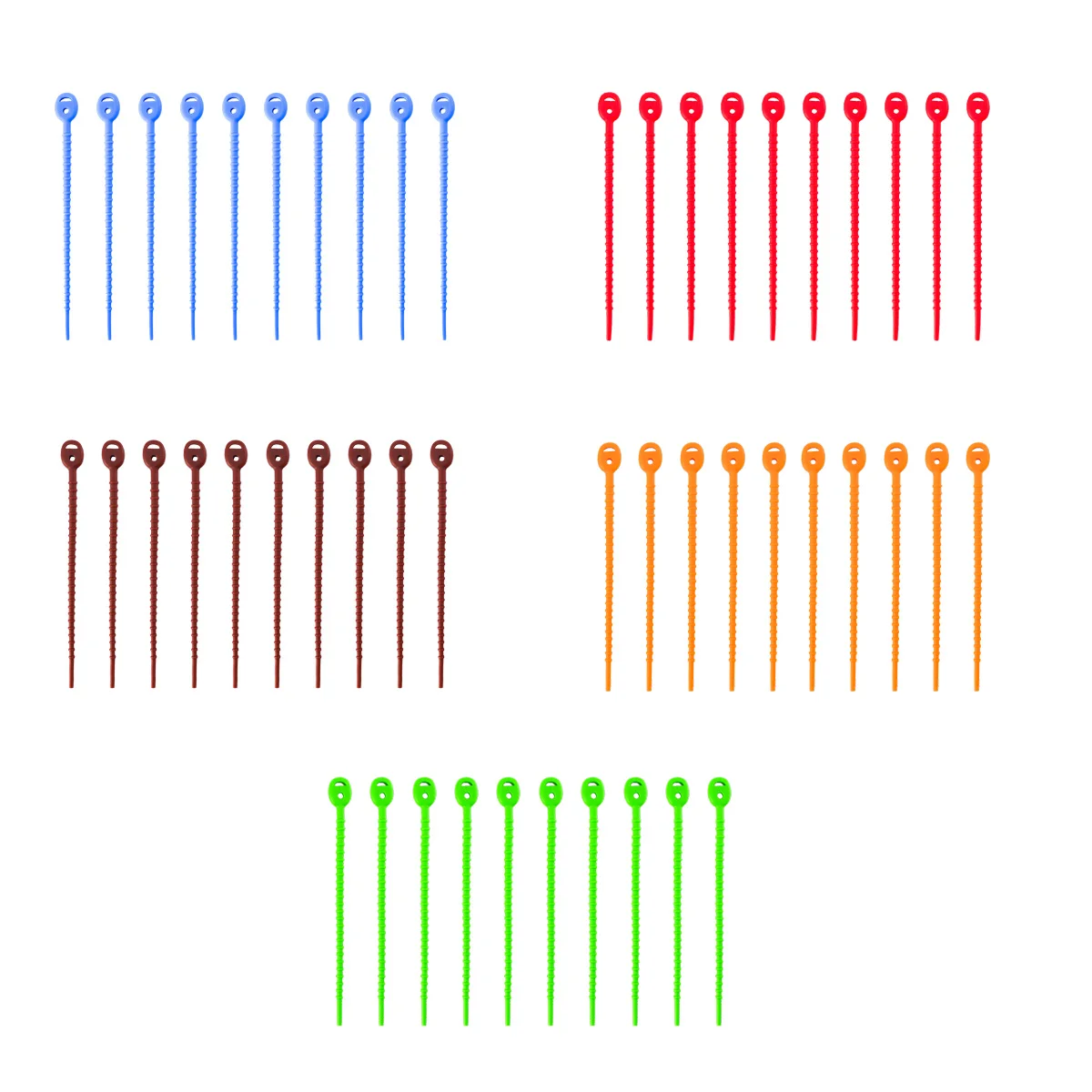 

50Pcs Colorful Silicone Cable Ties Reusable Flexible Self Locking Food Bag Sealing Household Multifunctional Rubber Wire