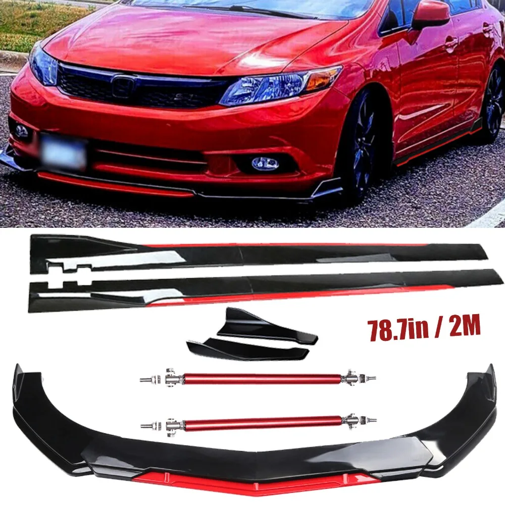 

Front Bumper Lip Splitter Spoiler Side Skirts Glossy Blac For Honda Civic G United States