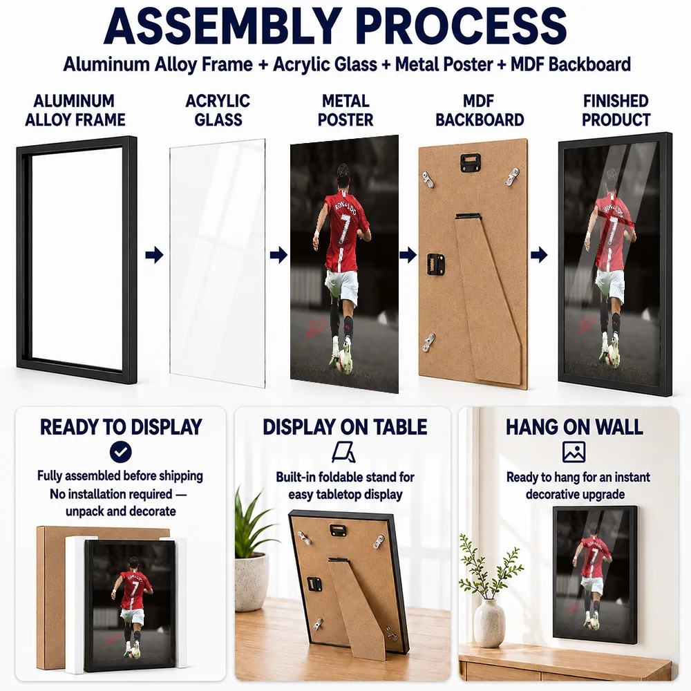 Cristiano Ronaldo Number Seven Back View Framed Metal Print Personalized Victory Tribute Wall Art Ideal For Football Fans In Gym