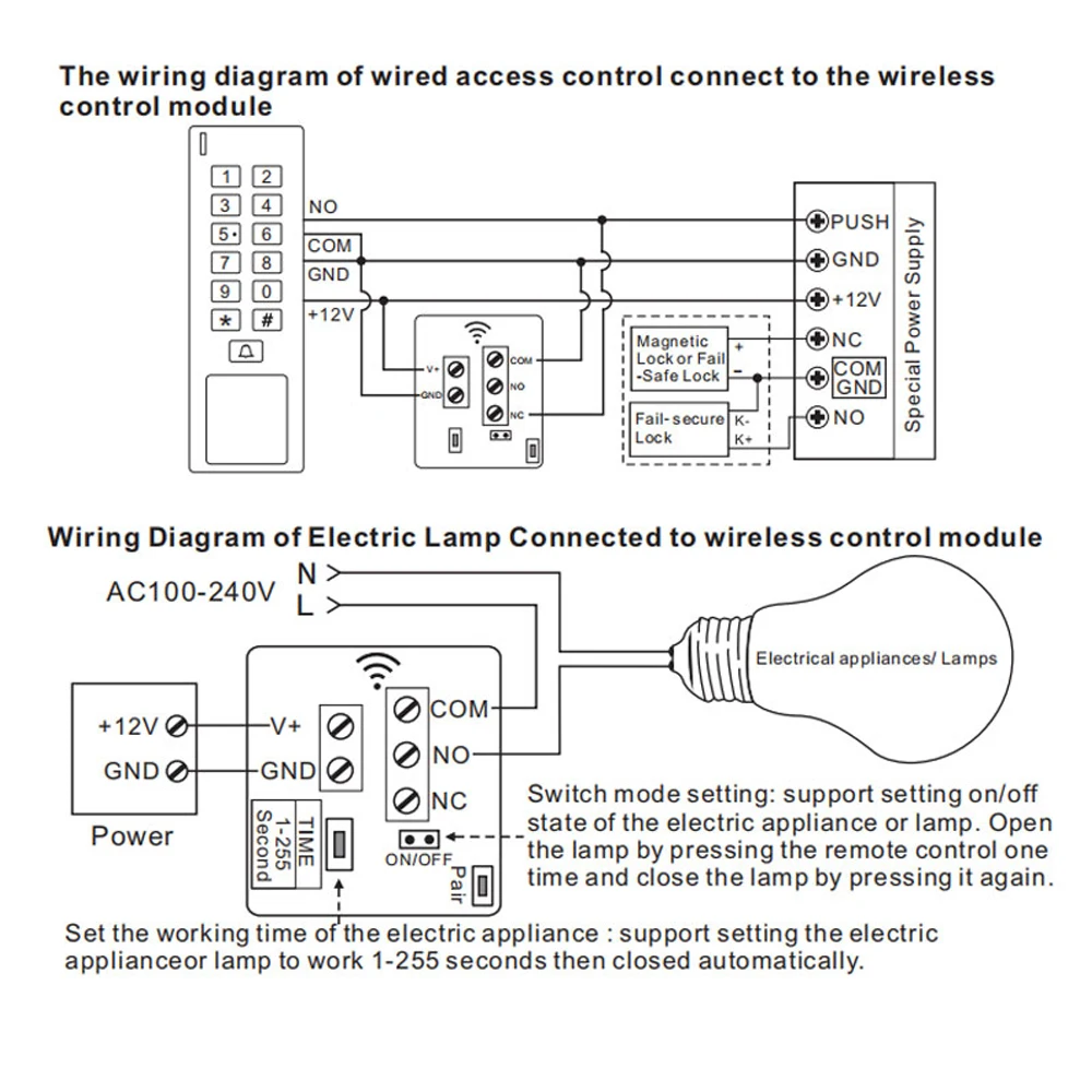 433Mhz Remote Control Wireless Switch DC 12V 1CH RF Relay Receiver & Transmitter For Lamp Door Electromagnetic Lock Exit Button - Image 5