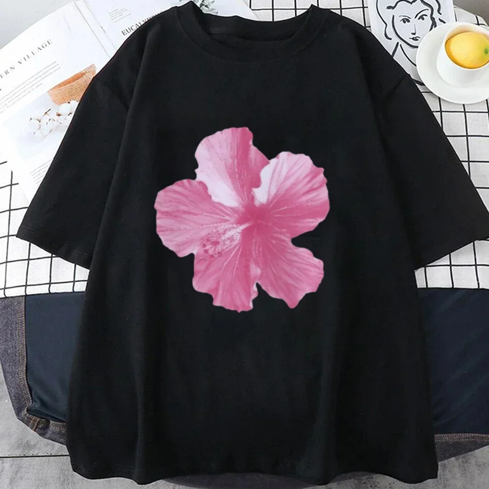 Flower Pattern Short Sleeved Clothing for Women Cotton Fashionable and Beautiful Summer Watercolor Cute New Casual T-shirt Top