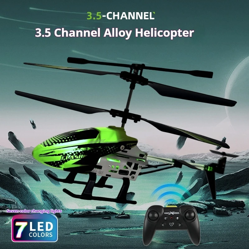 

3.5 Channel Remote Control Helicopter Alloy Altitude Hold Crash Resistant 7 Color Led Lights Outdoor Drone Child For Adults Toy