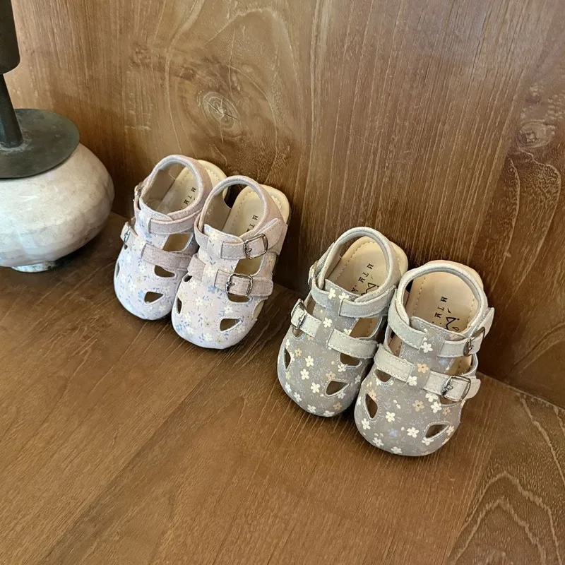 Mumoresip Baby Princess Casual Shoes Sweet Floral Casual Kids Sandals Soft Bottom 2026 Summer New Toddler Walking Shoes Non-slip