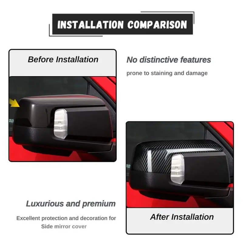 New For Chevrolet Silverado 1500 2019-2026 Dry Carbon Fiber Side Mirror Cover Cap Rearview Mirror Cover Trim Accessories