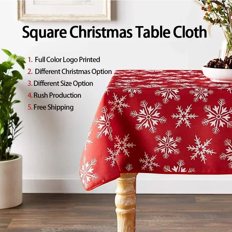 

DD Square Christmas Tablecloth Christmas Decoration Tablecloth Cartoon Elk Pattern New Year Table Cloth Christmas Snowman