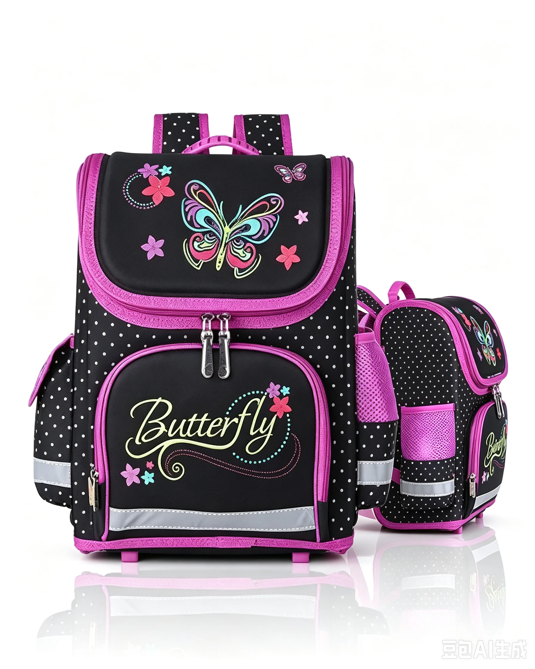 Cute Girls Butterfly Pattern Orthopedic School Backpack, Large‑Capacity Ergonomic Kids Bookbag, Breathable Padded Shoulder Strap
